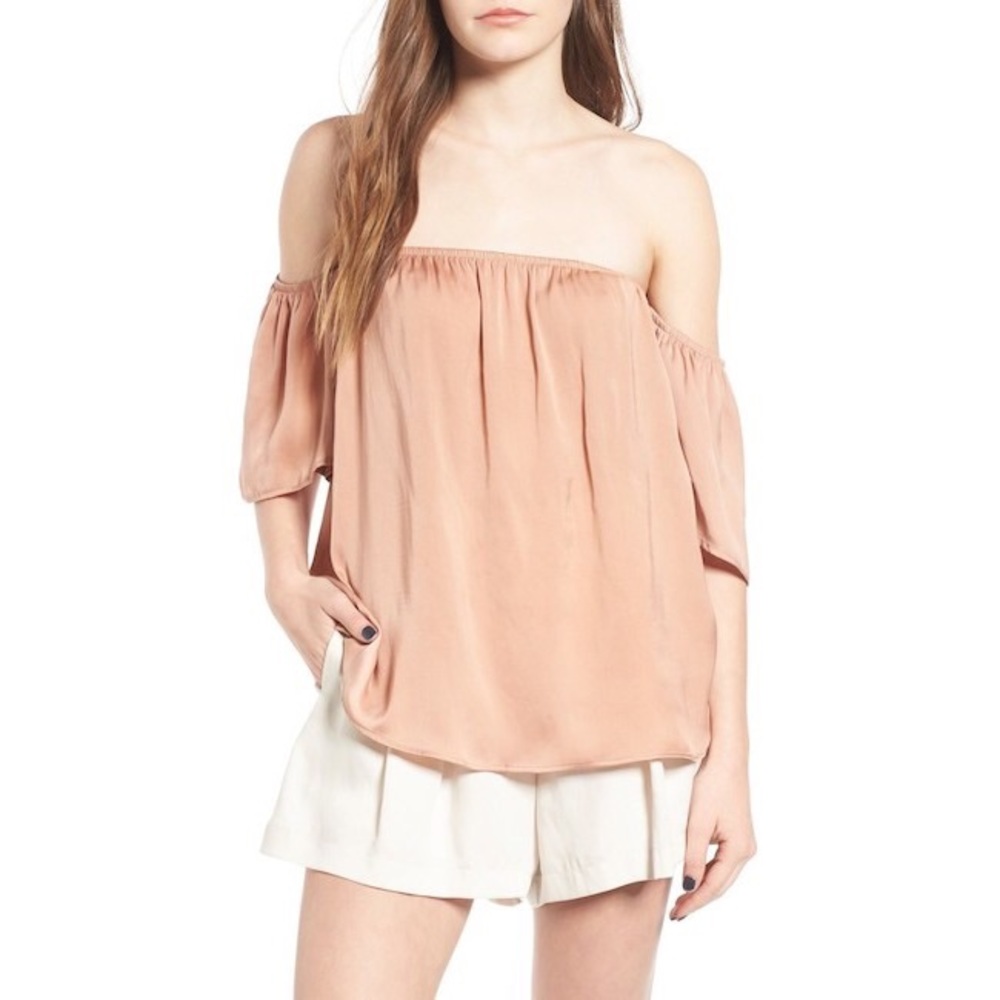 Madison & Berkeley Off The Shoulder Top Dusty Pink Boho Festival Peasant Sz L‎